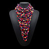 Round Wood Beaded  Multi Layered Bib Necklaces for Women FS-WG9E278-01-1