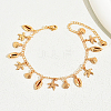 Fashionable Beach Brass Vintage Sea Star and Conch Shell Tassel Anklets for Women TK2083-3