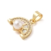 Brass & Shell & Clear Cubic Zirconia Charms KK-I712-18G-2