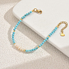 Bohemian Natural Freshwater Pearl and Round Sunthetic Turquoise Beaded Bracelets for Women CW6514-4