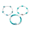 3Pcs 3 Styles Flat Round Handmade Polymer Clay Beads Beaded Stretch Bracelets BJEW-TA00583-4