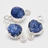 Electroplated Natural & Dyed Druzy Agate Links connectors G-N0168-014A-2