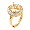 Rack Plating Oval Brass Micro Pave Cubic Zirconia Adjustable Ring Components KK-Q819-16G-1