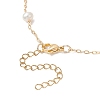 Natural Rose Quartz Star & Natural Freshwater Pearl & Brass Link Chain Necklaces NJEW-JN05687-01-5