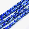 Handmade Evil Eye Lampwork Round Bead Strands X-LAMP-L055-4mm-15-1