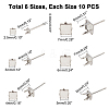 Unicraftale 60Pcs 6 Style 201 Stainless Steel Stud Earring Settings STAS-UN0031-15-5