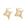 Star Brass Glass Stud Earring Findings KK-P340-10G-03-1