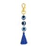 Resin Evil Eye Round Bead & Polyester Tassel Pendant Decorations HJEW-JM04164-03-2