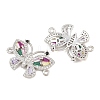 Brass Pave Colorful Cubic Zirconia Connector Charms CU-CBA908F-04P-07-2