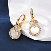 Heart with Flat Round Brass Micro Pave Clear Cubic Zirconia Hoop Earrings KK-D363-11B-G-1