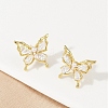 Butterfly Brass Micro Pave Cubic Zirconia Stud Earrings EJEW-M082-17G-02-5