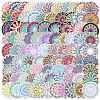 100Pcs Mandala Style PVC Flower Sticker Labels MAND-PW0001-21-1
