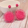 Flower Alloy & Raffia Dangle Stud Earrings FS-WGE45CE-01-1