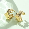 Ion Plating(IP) 304 Stainless Steel Flower Cuff Earrings for Women EJEW-A118-03G-1