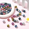 32Pcs 8 Colors Bohemian Style Printed Schima Wood Beads WOOD-YW0001-93-4
