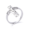 Non-Tarnish 304 Stainless Steel Adjustable Finger Rings. Hollow Cross RJEW-C074-04P-2