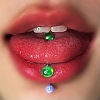304 Stainless Steel with Acrylic Round Ball Straight Barbell Tongue Rings FS-WG99CB2-06-1
