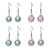 4 Pair 4 Color Alloy Enamel Shell Shape Dangle Earrings with Plastic Pearl Beaded EJEW-JE05249-1