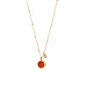 304 Stainless Steel & Red Agate Necklaces STAS-OY013-12G-1