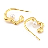 Rack Plating Brass Stud Earrings with Plastic Pearl EJEW-A028-41G-2