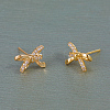 Elegant Brass Pave Clear Cubic Zirconia Stud Earrings ZP8610-3