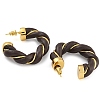 Brass & PU Leather Twist Stud Earrings EJEW-K293-19G-02-2