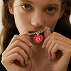 45Pcs 3 Styles Brass Glass Heart Pendants PALLOY-DC00038-5