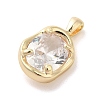 Golden Brass Micro Pave Cubic Zirconia Pendants KK-U031-02G-01-2