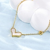 304 Stainless Steel Pave Natural White Shell Heart Pendant Necklaces for Women NJEW-U032-09G-01-3