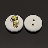 2-Hole Flat Round Number Printed Wooden Sewing Buttons BUTT-M002-1-2