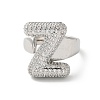 Letter Brass Micro Pave Clear Cubic Zirconia Open Cuff Ring for Women RJEW-N046-03Z-P-2