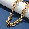 304 Stainless Steel Textured Double Ring Link Chain Necklaces NJEW-S453-02G-C-3