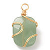 Natural Green Aventurine Rectangle Pendants PALLOY-JF02106-01-1