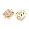Brass Pave Clear Cubic Zirconia Connector Charms KK-N284-06G-2
