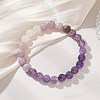 8.5MM Round Natural Amethyst & White Moonstone & Lavender Amethyst Stretch Beaded Bracelets BJEW-JB12986-01-4