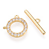 Brass Micro Pave Clear Cubic Zirconia Toggle Clasps KK-E068-VC174-2