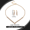 2 Sets 2 Colors Iron Jewerly Sets. Rhinestone Necklace & Stud Earring Sets SJEW-GO0001-07-2