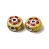 Flat Round Handmade Floral Porcelain Beads PR-CBA03B0-02C-2