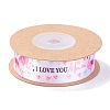 Single Face I Love You & Flamingo Printed Polyester Satin Ribbon OCOR-L044-01A-2