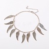 Zinc Alloy with Tibetan Style Wings Pendant Anklets AJEW-AN00031-2