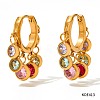 304 Stainless Steel Cubic Zirconia Flat Round Tassel Chandelier Earrings FS-WG9F9FA-01-1
