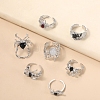 7Pcs Alloy Rhinestone Cuff Rings PW-WG20569-01-4