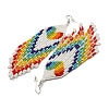 Boho Rainbow Color Seed Bead Heart Tassel Earrings EJEW-Q380-01A-2