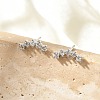 Brass Micro Pave Clear Cubic Zirconia Stud Earrings EJEW-R016-26P-15-1