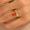 Adjustable Brass Micro Pave Cubic Zirconia Cuff Open Rings for Women XI0611-3