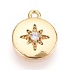 Brass Micro Pave Clear Cubic Zirconia Pendants KK-T075-01G-1
