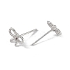 Anti-Tarnish Rhodium Plated Rope Bowknot 999 Sterling Silver Stud Earrings for Women EJEW-S215-14P-3