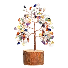 Natural Gemstone Chips Tree of Life Decorations PW-WG59627-07