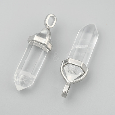 Natural Quartz Crystal Double Terminated Pointed Pendants G-F295-05P-1