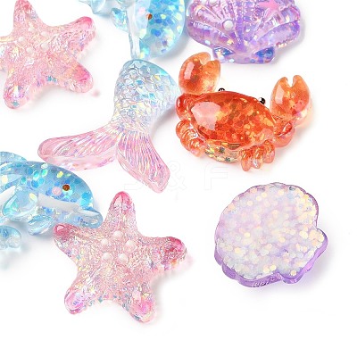 Marine Animal Transparent Resin Cabochons RE-CBAC151-04-1